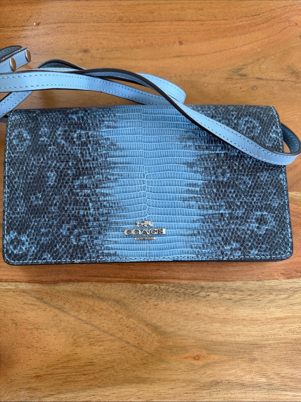NWOT Coach Hayden Foldover Crossbody Clutch with Lizard Embossed Finish